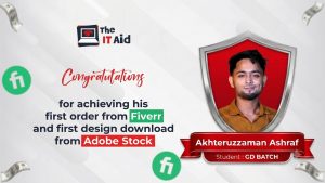 The IT Aid graphic design student success story for first Fiverr order and Adobe Stock design download